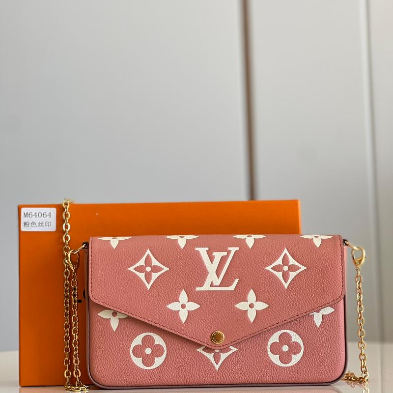 LV Handbags Clutches M64064M61276 Silk Screen Pink
